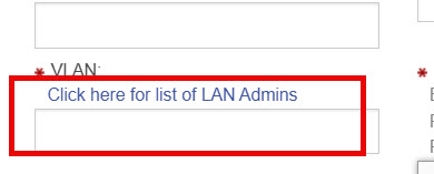 Form field labeled "VLAN" with a link to view the list of LAN administrators