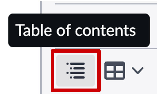 Screenshot of Table of contents icon in ServiceNow's knowledge base article editor.