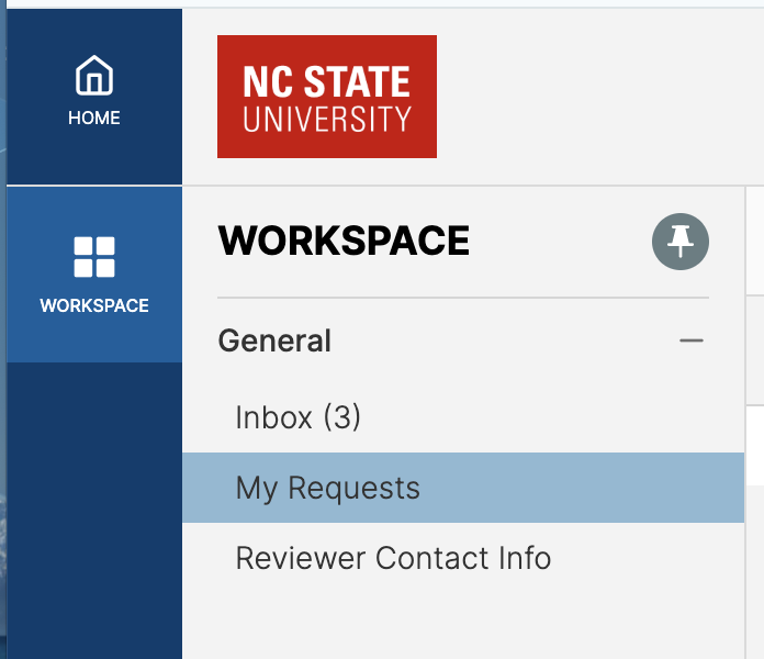 My Requests menu MyRequests menu