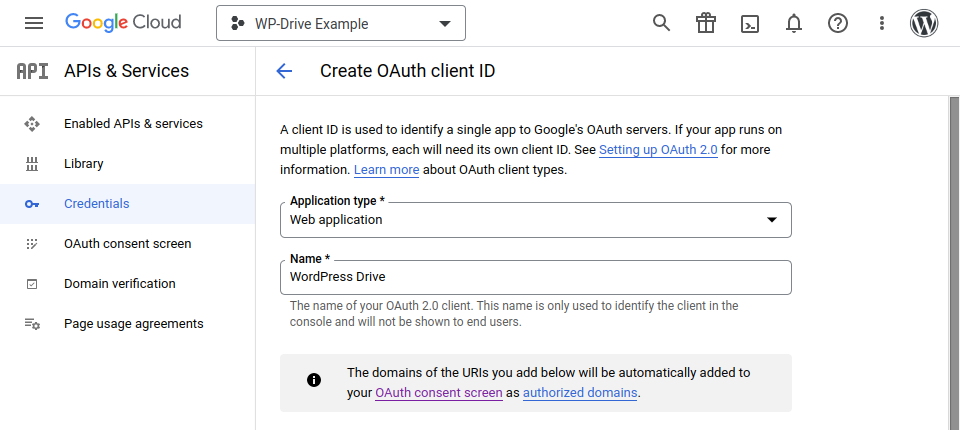 Screenshot showing creating API keys in Google Cloud