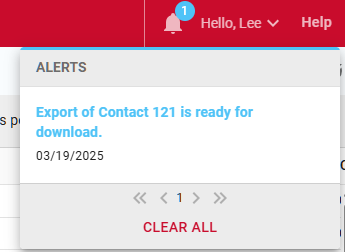 Alert notification that "Contact XX" is ready for download