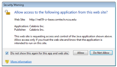 Alert Notification with "Do not show this again" checkbox and Allow button