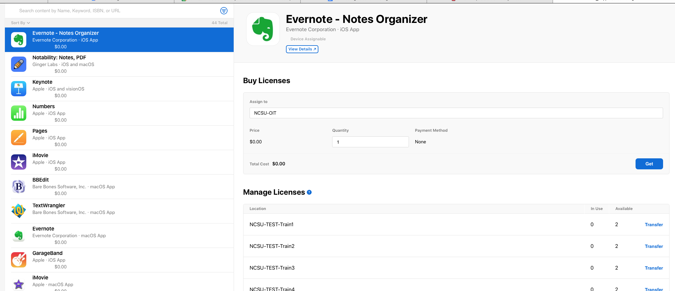 Picture showing purchase of software in Apple School Manager