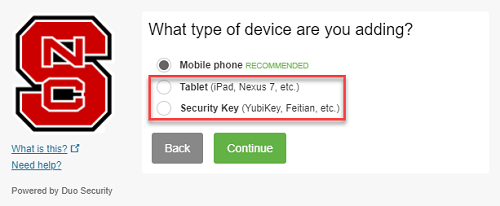 Duo Choose Your Authentication Device Type