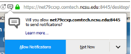 Firefox browser prompt asking permission to allow notifications from the Finesse web application.