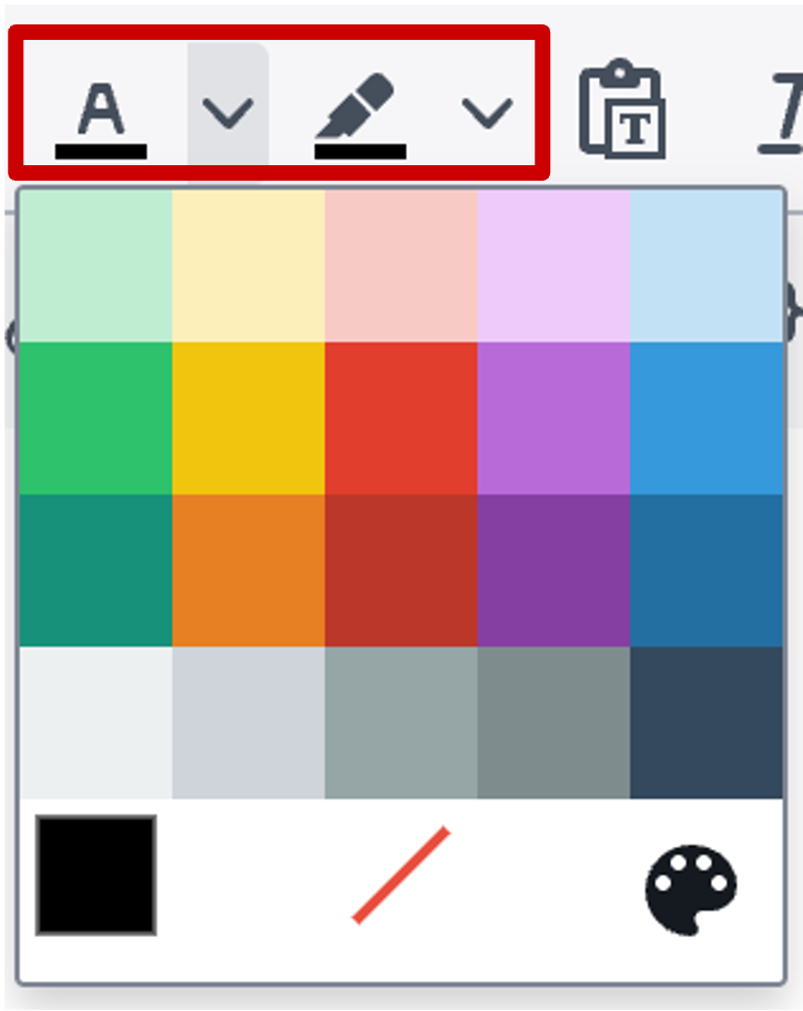 Screenshot of text color menu in ServiceNow's knowledge base article editor.