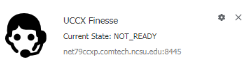 UCCX Finesse notification in Chrome displaying a Not Ready status alert.