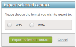 Dialog box with WAV or WMA file format options