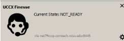 UCCX Finesse notification in Firefox indicating the agent is in a Not Ready state.
