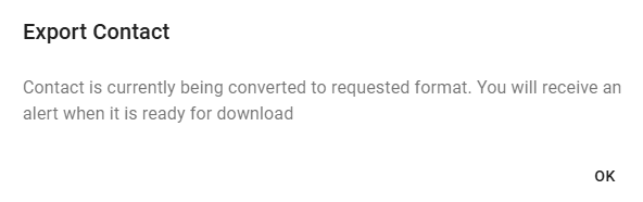 Export Contact window