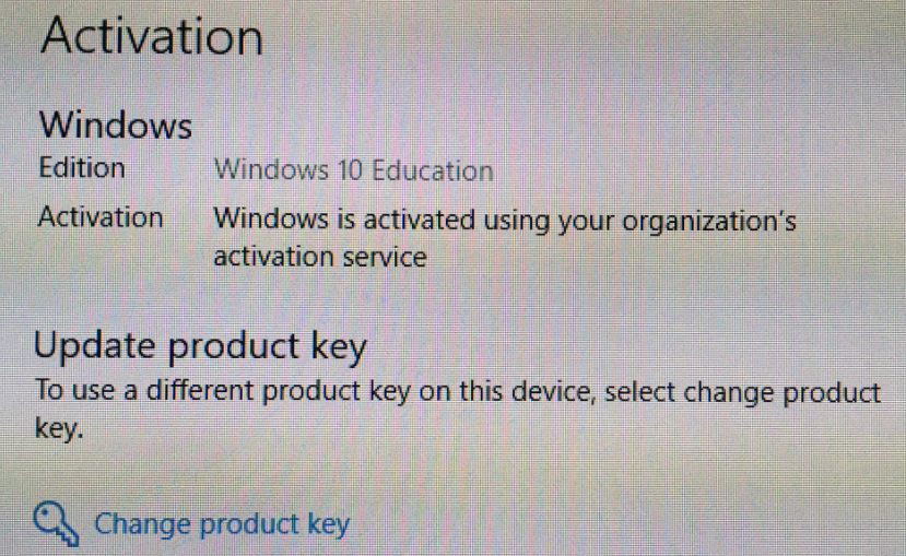 Windows Activation settings screenshot