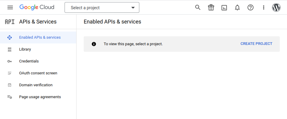 Screenshot showing Enabled APIs & services in Google Cloud