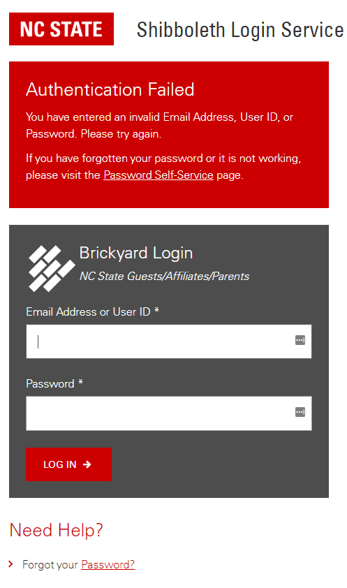 Authentication Failed