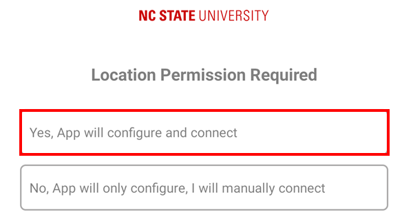 Prompt requesting permission to configure and connect to eduroam
