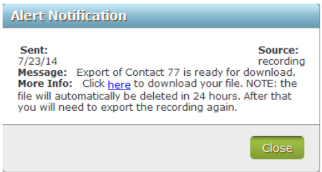 Alert Notification with "Click here..." link to save the list