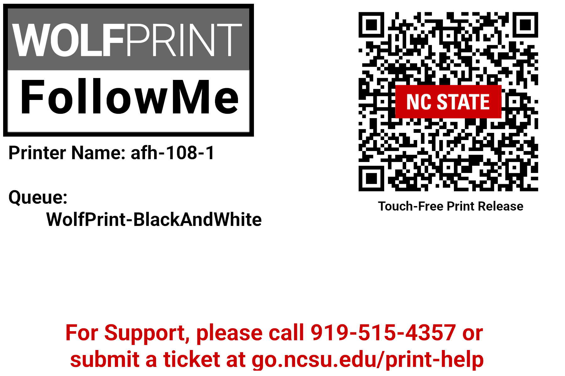 WolfPrint printer label